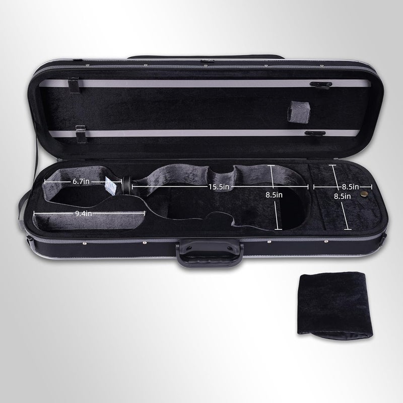 ADM Violin Case 4/4 Full Size Sturdy Oblong Violin Hard Case Super Lightweight Portable Hard-Shell with Carrying Straps Travel Carrying Bag for Beginners, Black - Image 2